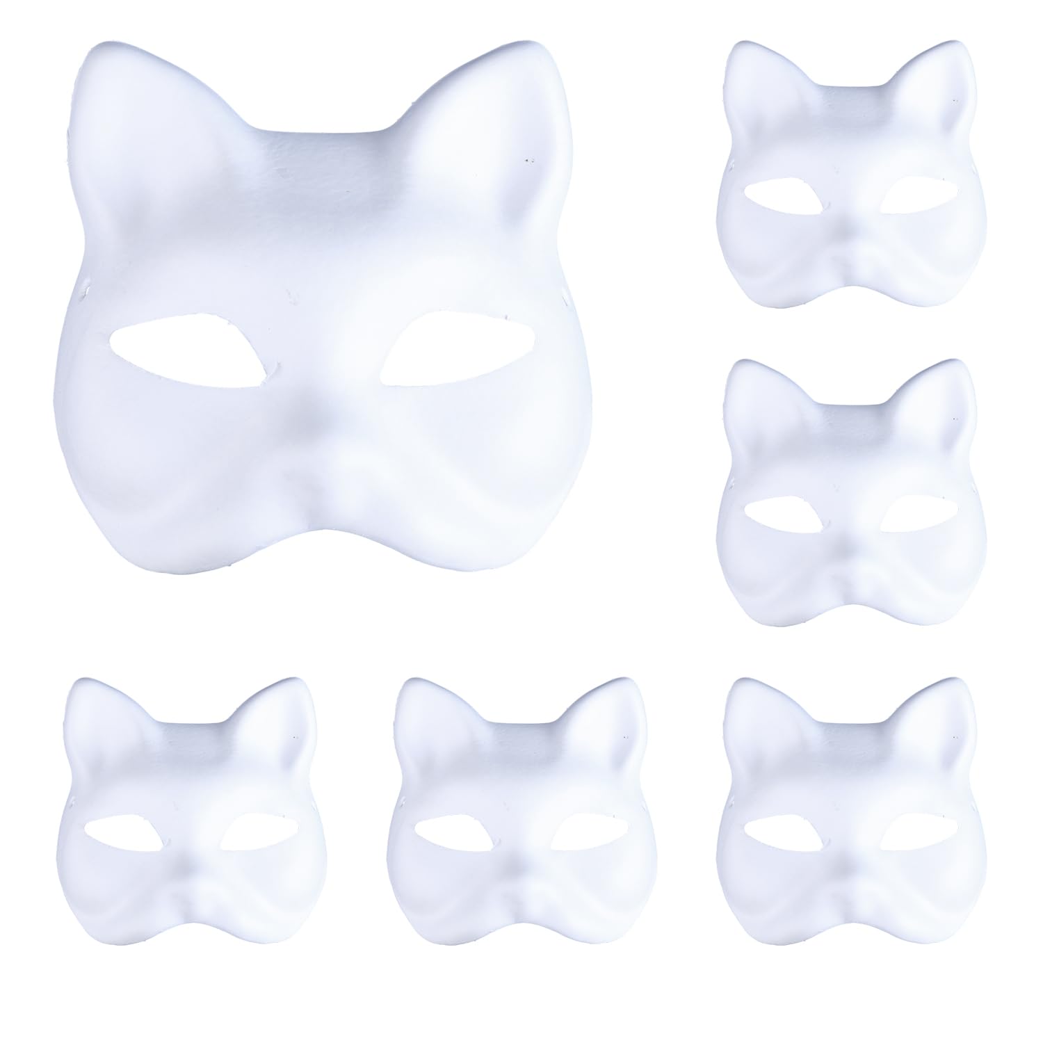 Bojueshaw 6pcs Blank Cat Mask,DIY Blank Fox Animal Unpainted Craft Masks,White Paper Graffiti Face for Cosplay Masquerade Party Dressing