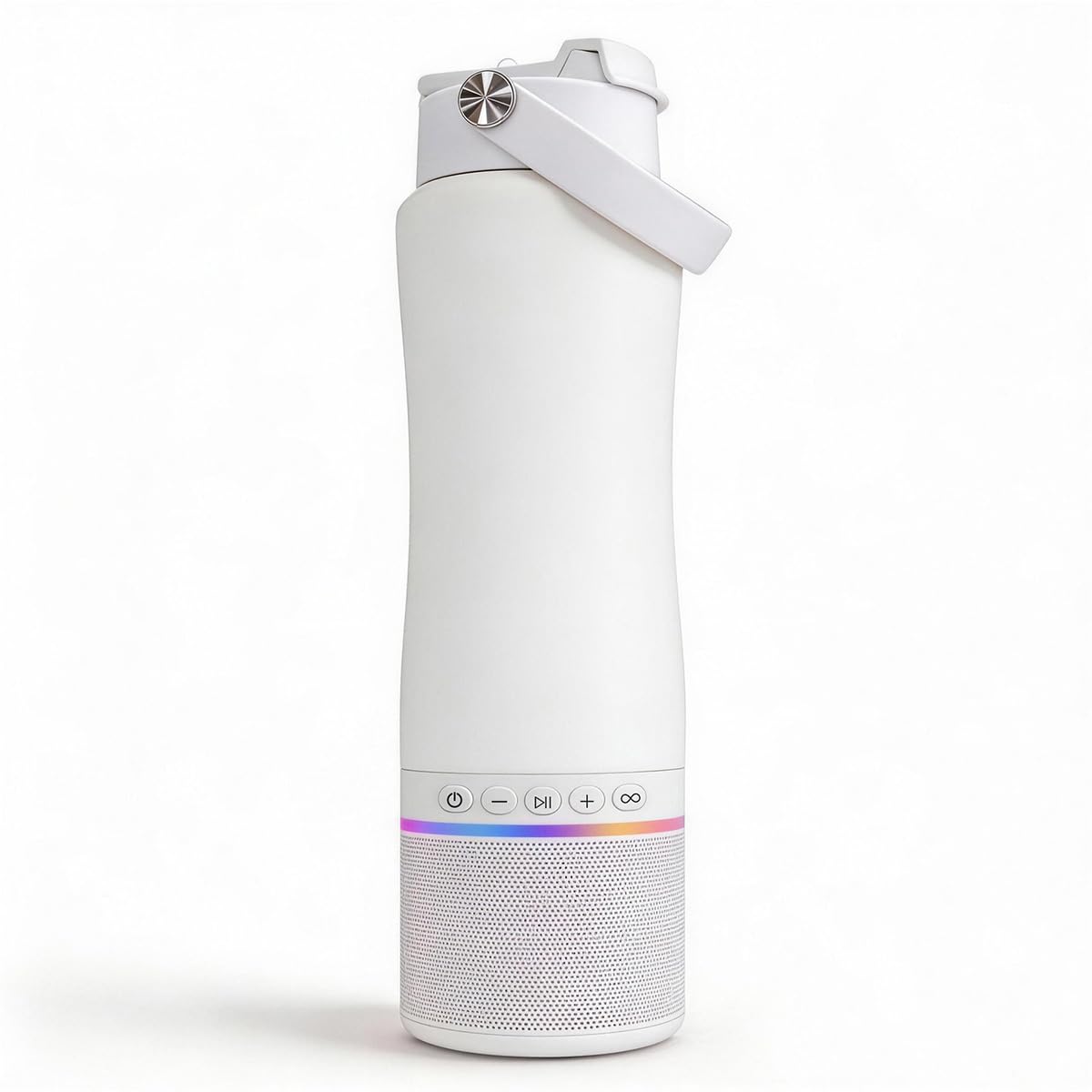 Water Bottle with Portable Bluetooth Speaker,Stainless Steel Sport Water Bottles Modular Insulated, BT5.3, TWS Pairing, 550ml, for Camping, Sports, Beach,Training, Running (White)