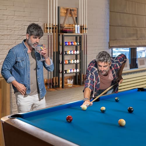 image for DWVO Pool Stick Holder Wall Mount, Pool Cue Wall Rack Holds 8 Cue Stic