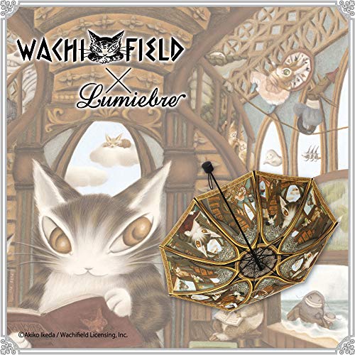 わちふぃーるど×ルミエーブル 理想の図書館 ver. / ミニ折りたたみ傘 100％ 完全遮光 パゴダ傘 レディース UVカット 晴雨兼用