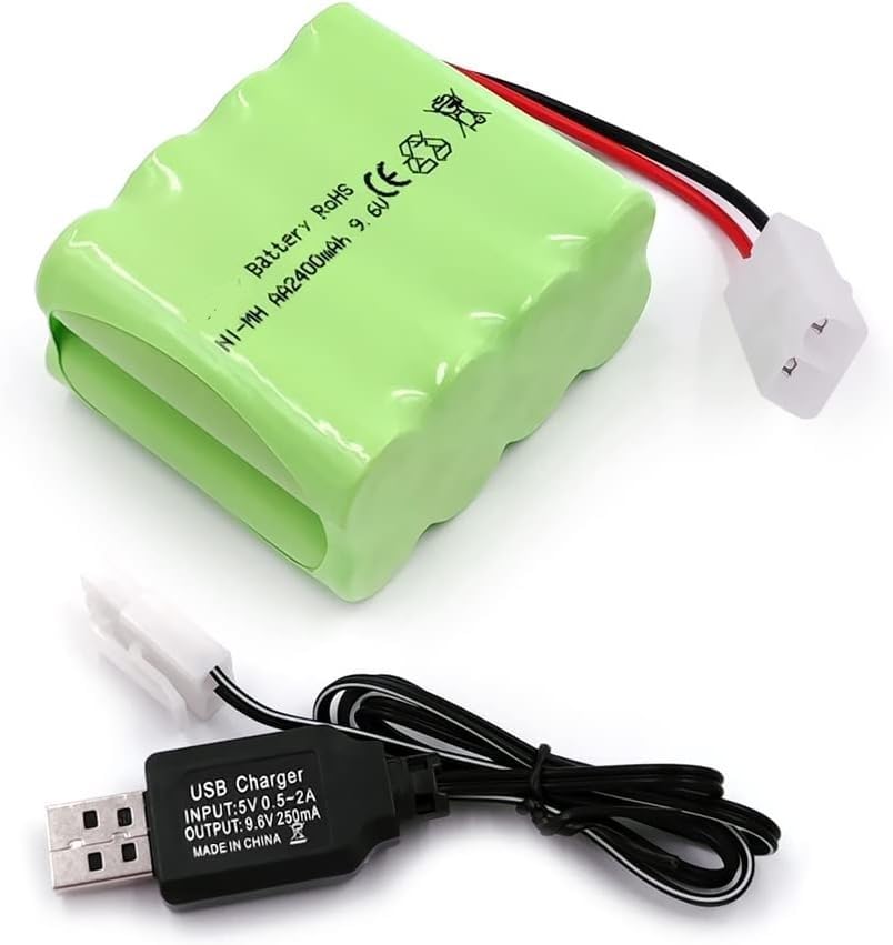 YUNIQUE Batería RC 6V 2400mAh Ni-MH | Recargable Con Conector JST, Para Coches, Barcos Y Tanques Teledirigidos