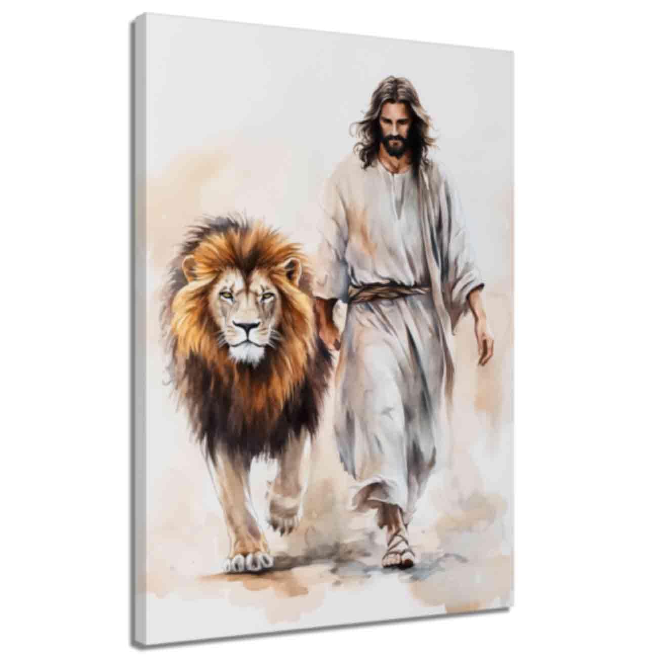 LMYSXAOZ Jesus Pictures for Wall Lion of Judah Christ Walking on Water Prints Canvas Inspirational Gifts Home Decor (White,20L x 30W)