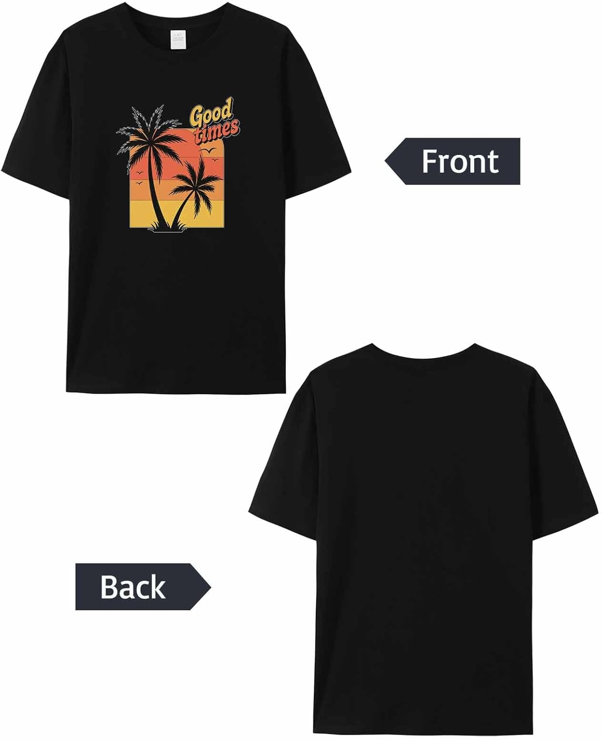 T Shirts for Men Graphic Tees Men Orange Sky Crew Neck Mens Shirts Short Sleeve Vacation Palm Tree Casual T-Shirt - Image 5