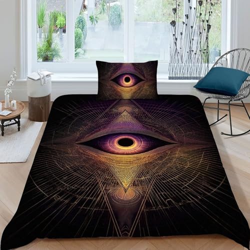 Housses de couettes œil du monde parure de lit microfibre 135x200 - 3