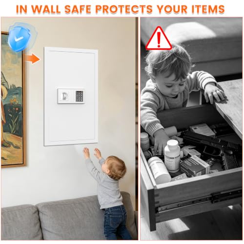 Image of White 25.6 inch Tall Wall Safes Between the Studs 16 inch Centers with Combo Lock