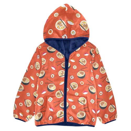 Rolls Sushi Ramen Girls Fleece Jacket Girls Fall Jacket Girls Zip Up Hoodie Girls Sherpa Jacket 2-10T