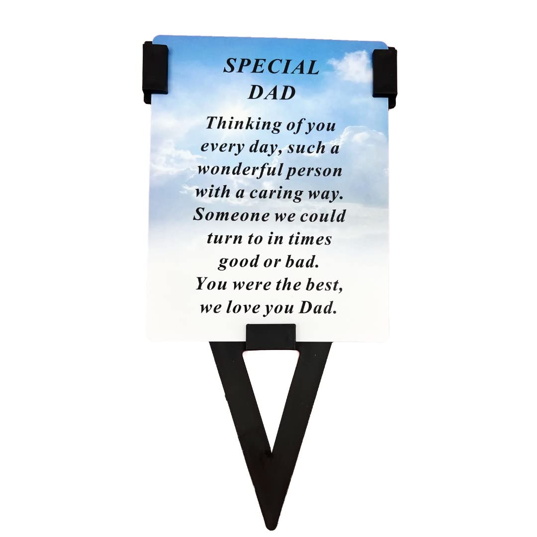 Angraves Multicolor Special Dad Sky Memorial Remembrance Verse Plastic Coated Grave Graveside Card And Stand Stake