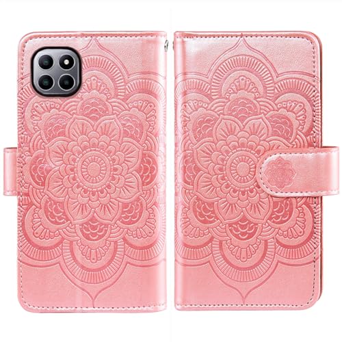Étui Celero 5G Plus en cuir fleuri premium avec verre trempé écran