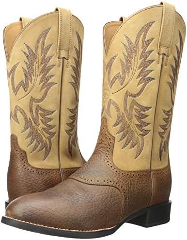 Ariat Mens Heritage Stockman Western Boot Tumbled Brown/Beige 11 Narrow | Image 6