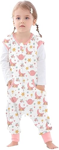 Saco de dormir para niños pequeños con pies, saco de dormir para caminar, 0.5 tog