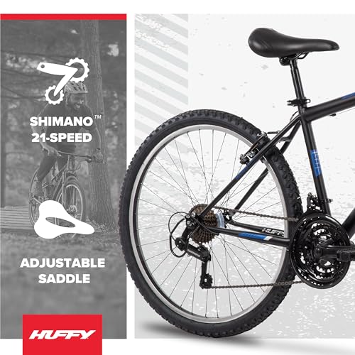 Image of Huffy Stone Mountain Bike for Men and Women, 20 inch /24 inch /26 inch, 6-Speed (20 inch) or 21-Speed, Front or Dual Suspension (Varies), Multiple Colors, Adjustable Saddle, Shimano Equipped, All-Terrain Tires