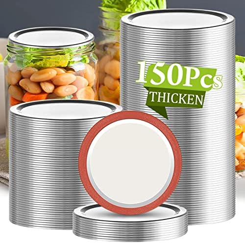 Wide Mouth Canning Lids 150 Pcs Split-Type Lids for Mason Jar Lids Wide Mouth Bulk Canning Jar Lids for Canning Food, Jams, Fruits, DIY Decorations-100% Airtight Wide Mouth Mason Jars（Silver/86MM)