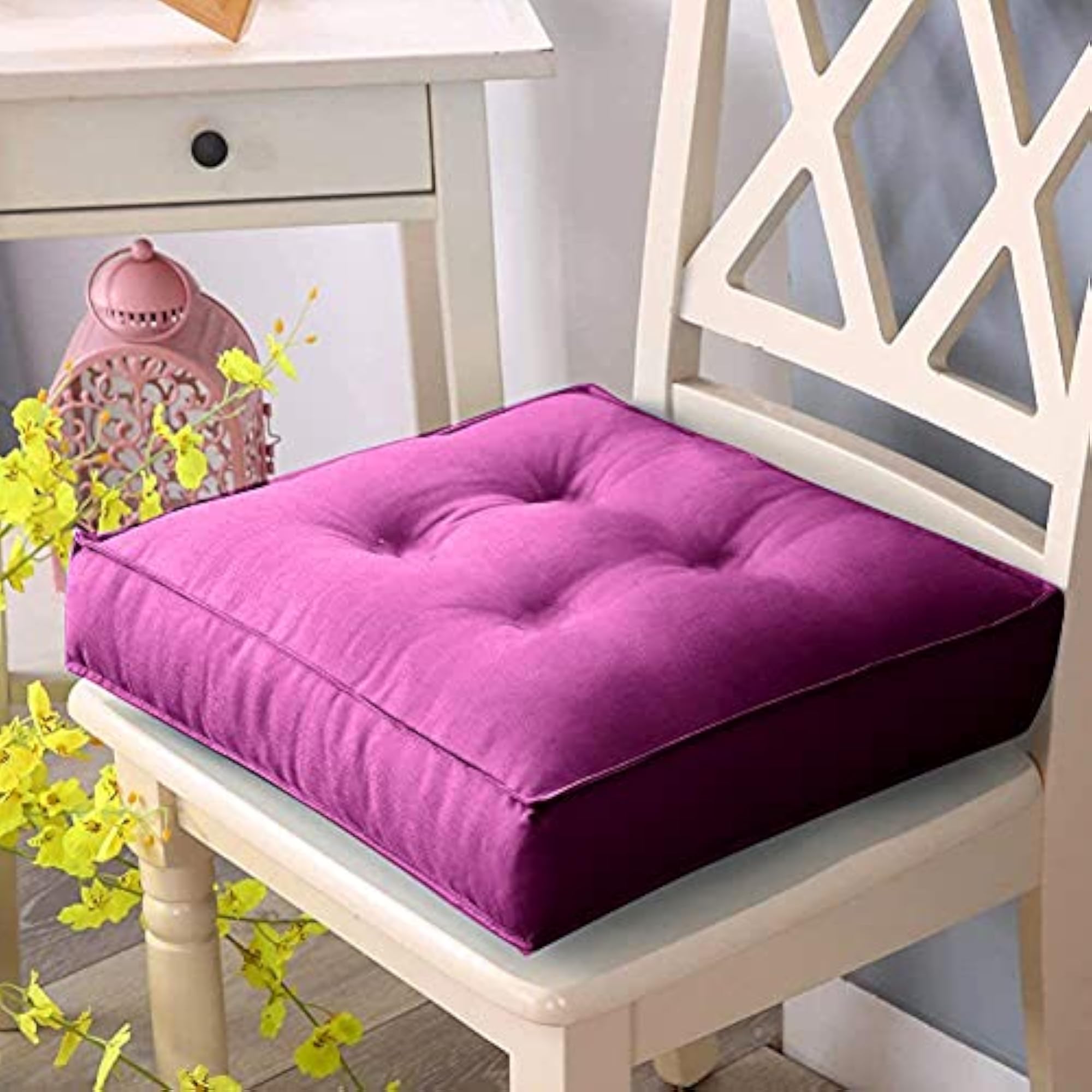 2 Pcs Microfiber Square Chair Pad/Cushion, 45x45 cm