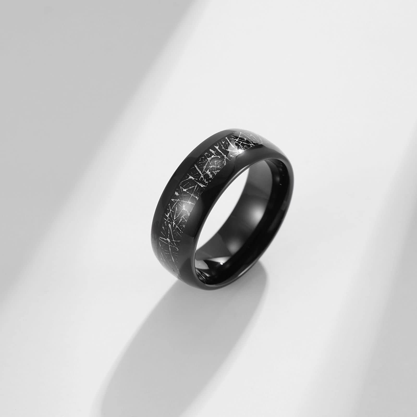 Anillos Mujer Anillo Hombre,Anillos para Personalizar Anillos Tungsteno 6/8MM Anillo Negro con Redondo Anillo Alianza Pareja