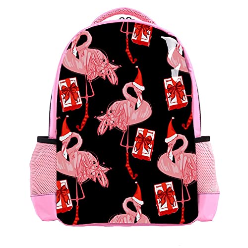Sac à dos d'école garçon avec motif flamant rose rouge et cartable multicolore