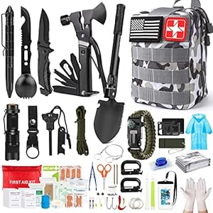 Survival Kits,222 PCS Emergency Survival Gear First Aid Kits with Molle System Compatible Bag Outdoor Camping Gear Emergency Kits for Hunting,Hiking,Fishing, Gifts for Men Women