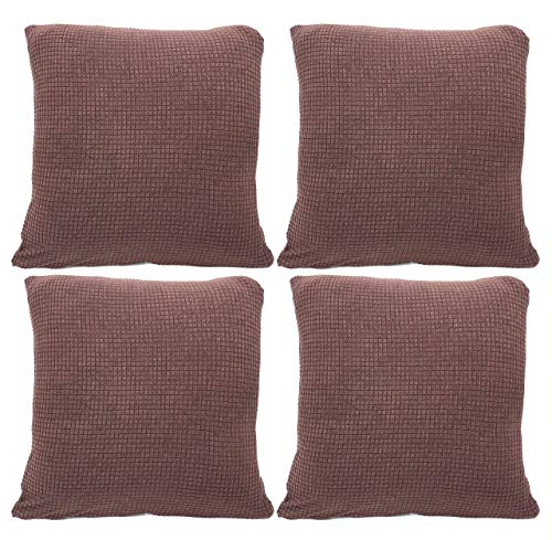 Image of House of Quirk Jacquard Throw Pillow Case Cushion Cover Home Sofa Decorative (Cover Only,No Insert)(16.5x16.5 inch / 42x42cm) (Brown, 4)
