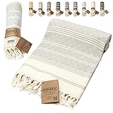 DEMMEX Certified 100% Organic Cotton & Organic Dye Prewashed XL Diamond Weave Turkish Cotton Towel Peshtemal Blanket for Bath,Beach,Pool,SPA,Gym, 71x36 Inches (Grey)