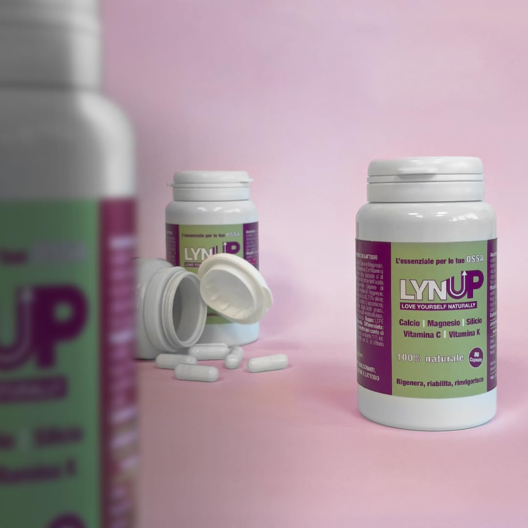 Lynup Multivitaminico| 80 Capsule| 80 Giorni di Trattamento| Naturale| 5 Ingredienti Essenziali: Calcio, Silicio, Magnesio, Vitamina C e Vitamina K2 | Benessere Osseo e articolare