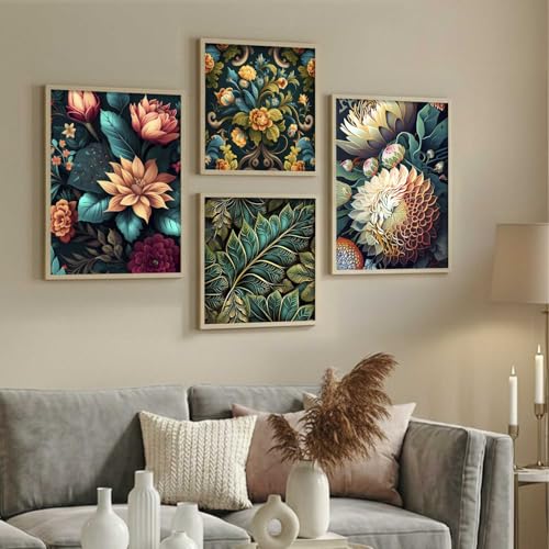 Image of kotart Aesthetic Modern Wall Decor Paintings with Frame for Home Decoration - Painting for Living Room Bedroom - Painting for Wall Decoration Set of 4 (Art 9, Big (13x17 or 13x13 inch))