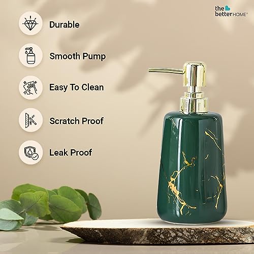Image of The Better Home 260ml Soap Dispenser Bottle - Green | Elegant and Functional Liquid Pump for Kitchen, Wash-Basin, and Bathroom