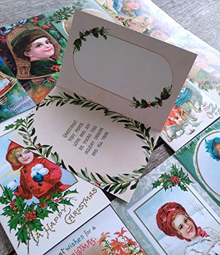 Image of PIXILUV CHRISTMAS PORTRAITS (Pack of 12) Notecards Small Greeting Cards # Beautiful Portraits of Children at Christmas ~ Vintage Christmas Postcards Reprint