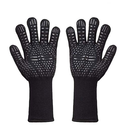 RANRANJJ BBQ Grill Gloves, Heat Resistant Oven Mitts Kitchen Gloves for Welding, Cooking, Grilling, Baking, Pot Holders (1pair)