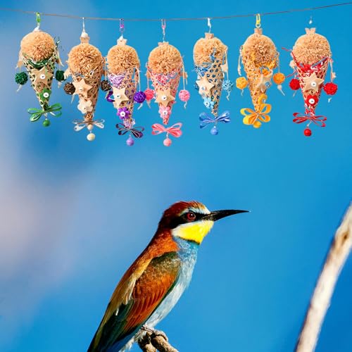 Image of Bird Toys Foraging Shredder Hanging Toys Rope Perch with Bell Parakeet Toy Parrot Swing Climbing Standing Toys Bird Cage Accessories, Blue