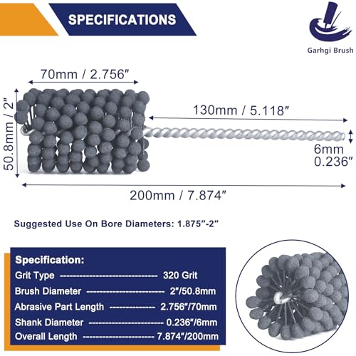 Image of Garhgi 2 inch(50.8mm) Cylinder Honing Tool with 320 Grit Silicon Carbide Ball | Small Engine Cylinder Refresh Crosshatch Restoration, Automotive Motorcycle Brake Rotor Tubing CamShaft Piston Ring
