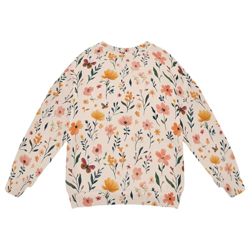 JUNZAN Autumn Flowers Hyacinths Butterflies Kids Girls Sweatshirts Hoodies Fleece Outerwear for Kids Camping 4T2