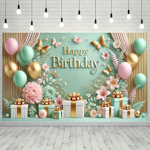 Fondo fotográfico cumpleaños 71x43 pulgadas tema floral miniatura 1