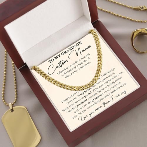Personalized To My Grandson Necklace, Grandson Necklace From Grandma, Necklace For Grandson, Christmas Gifts For Grandson, Grandson Birthday Gifts From Grandma, Grandson Necklace From Grandparents4