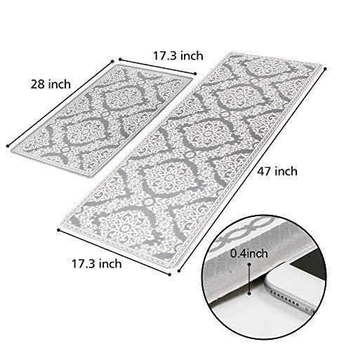 Kitchen Rug Set,Leevan Kitchen Floor Mats 2 Piece Pvc Leather Anti Fatigue Comfort Heavy Duty Standing Mat Waterproof Oil Proof Non-Skid Rubber Back Washable Doormat Bathroom Area Rug Carpet #TOP4