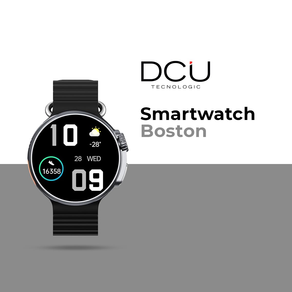 DCU TECNOLOGIC - Smartwatch Boston - Pantalla Amoled 1,43’’ - Llamadas a través de Bluetooth y Notificaciones - Modos Deportivos - Monitoreo de Salud - 2 Correas en Silicona