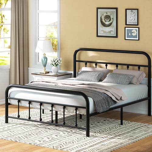 Image of Shintenchi California King Size Square Bed Frame with Headboard and Footboard
