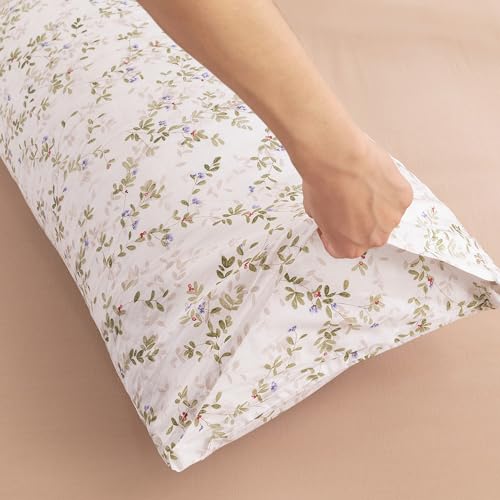 Image of ECOCOTT 100% Washed Cotton Pillowcase for Hair and Skin Linen Feel Soft Comfortable Breathable 1 Pcs Pillow Case with Envelope Closure Body Size (20 inchx54 inch)