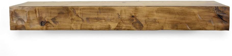 Dogberry 60" Rough Hewn Aged Oak Fireplace Mantel Shelf - Rustic Solid Poplar Wood, Easy Install, Made in USA