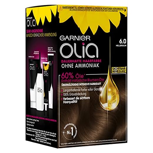 Garnier Olia hårfärg ljusbrun 6.0/färgning för håret innehåller 60 % blomoljor för intensiv färgkraft – utan ammoniak – 3 x 1 st.