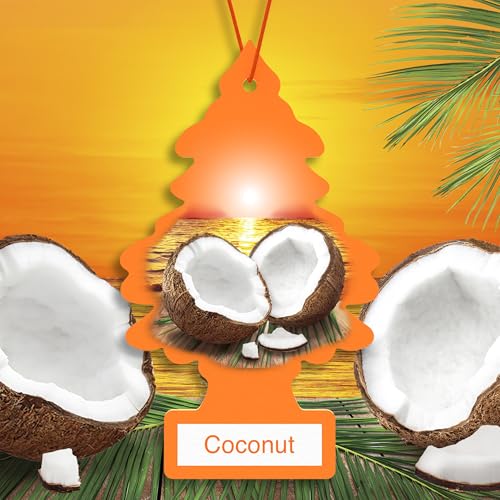 Image of LITTLE TREES Car Air Freshener | Hanging Tree Provides Long Lasting Scent for Auto and Home | 24 Air Fresheners |Coconut