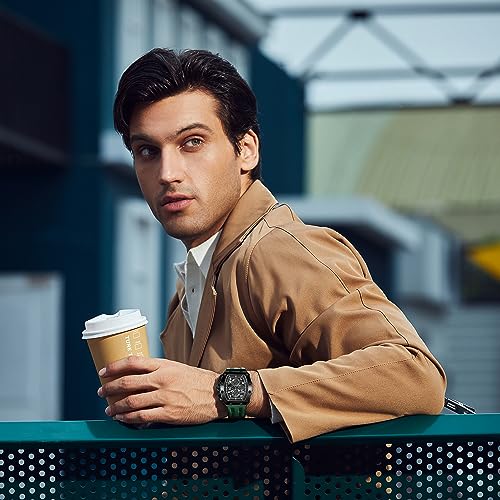 Image of TSAR BOMBA Mens Luxury Watch Watches for Men 50M Waterproof Japanese Quartz Movement Tonneau Stainless Steel Case Sapphire Glass with Chronograph Date Function Cool Unique Fashion Gift