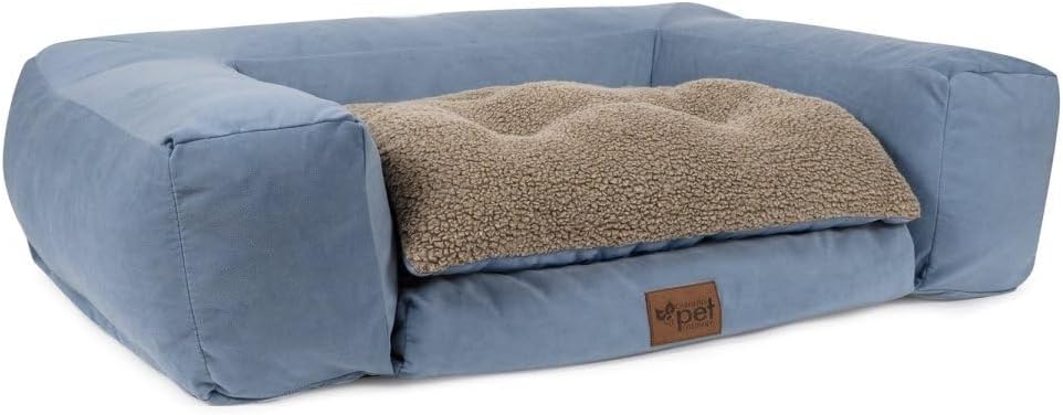 Carolina Pet Co. Orthopedic Pet Couch Bed, Small/Medium/Large, Orthopedic Foam with Recycled Polyester Fill, Blue/Brown/Green/Bone, Rectangle (Bone, Small)