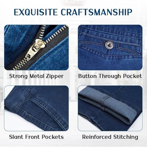 Alkyne Men's High Waist Straight Fit Stretch Jeans, JettJeans Men's Straight Jeans, Slim-Fit Stretch Denim Pant3