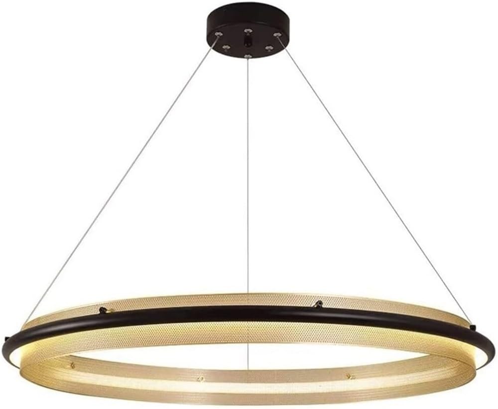 LYOUAE Modern Minimalist Ring Chandelier LED Acrylic Circular Hanging Lamp Height Adjustable Ceiling Pendant Lighting(Warm Light,60cm/23.6in)
