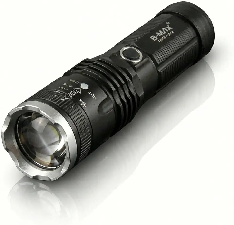 Lanterna Tática LED Militar 2000 Metros Recarregável USB Tipo C com Zoom Ajustável Função Power Bank 5 Modos de Luz Strobo SOS Resistente a Água Alta Potência