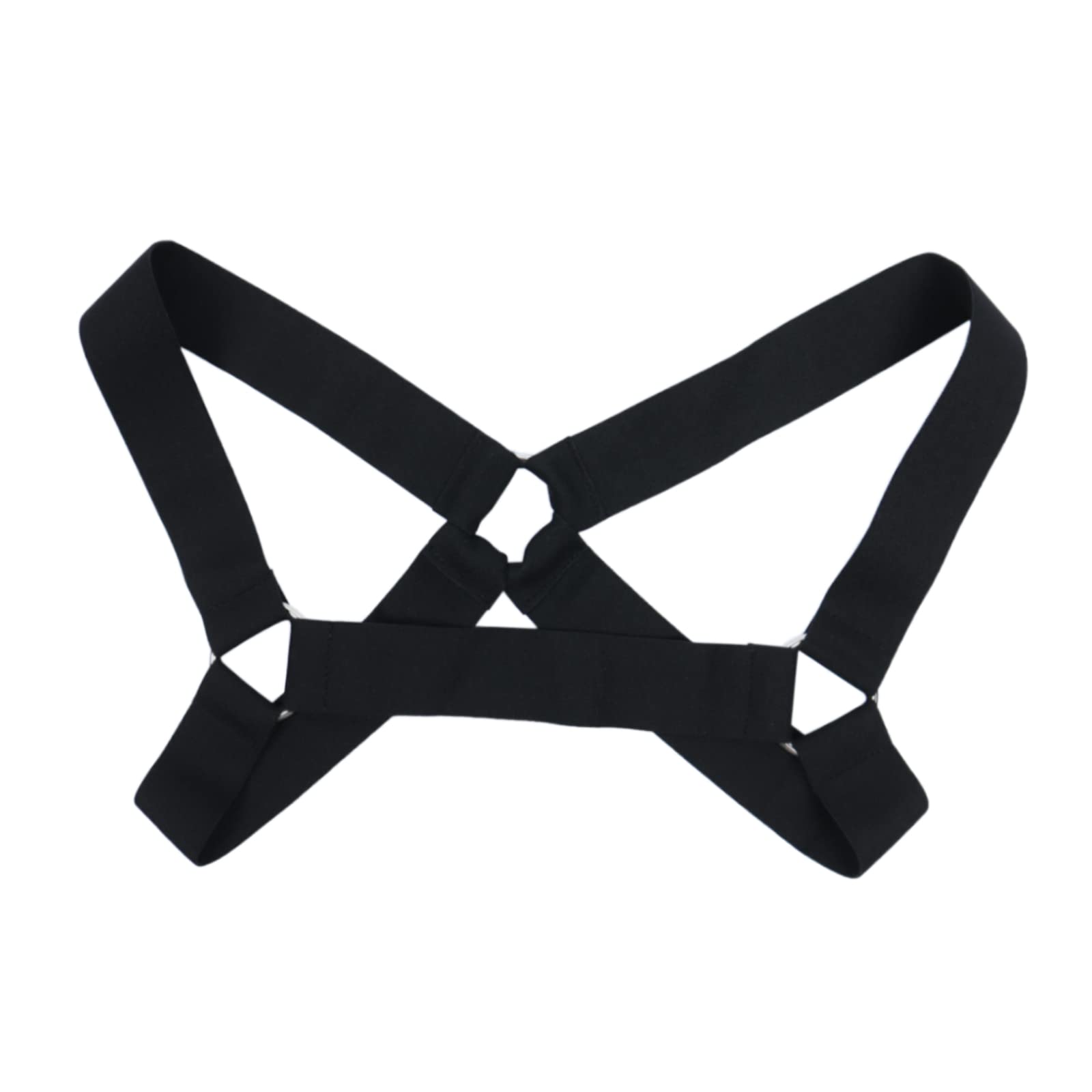 Akkad Kuti Mens Harness Belt Nylon Elastic Body Shoulder Strap Sexy Halter Club Wear Cosplay Costume (D-Black)