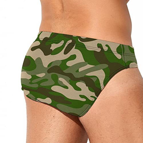 Upuppiu Men's Army Camouflage Swim Brief Athletic Training Swimsuit #TOP1