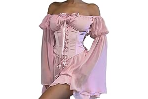 Womens Pink Princess Off the Shoulder Corset Fairy Dress