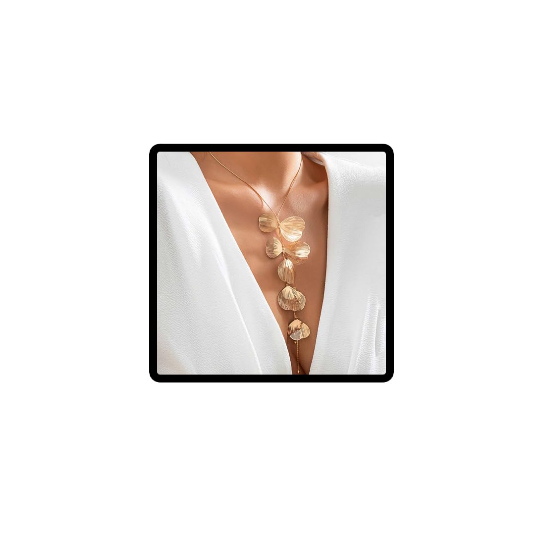 Cubahop collar de collar largo con borlas y hojas de Ginkgo Biloba joyas ajustables para mujeres y niñas