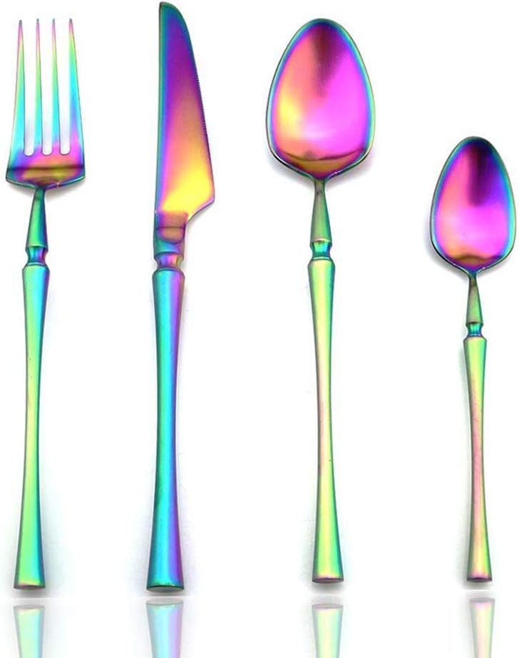 yywl Juego de Cubiertos Set de Cubiertos Hermoso Acero Inoxidable cubertería Set de Cobre Rosy Matte Pulido vajilla vajilla Set Cuchillo Cuchillo de la cucharadita