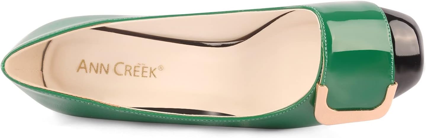 ANN CREEK Women's Pumps 'Angela' Shoes for Women Dressy Low Heel Rush Hour Office Shoes Two Tone Womens Pumps Square Toe 2.4 Inch Chunky Heel Slip On - Image 4